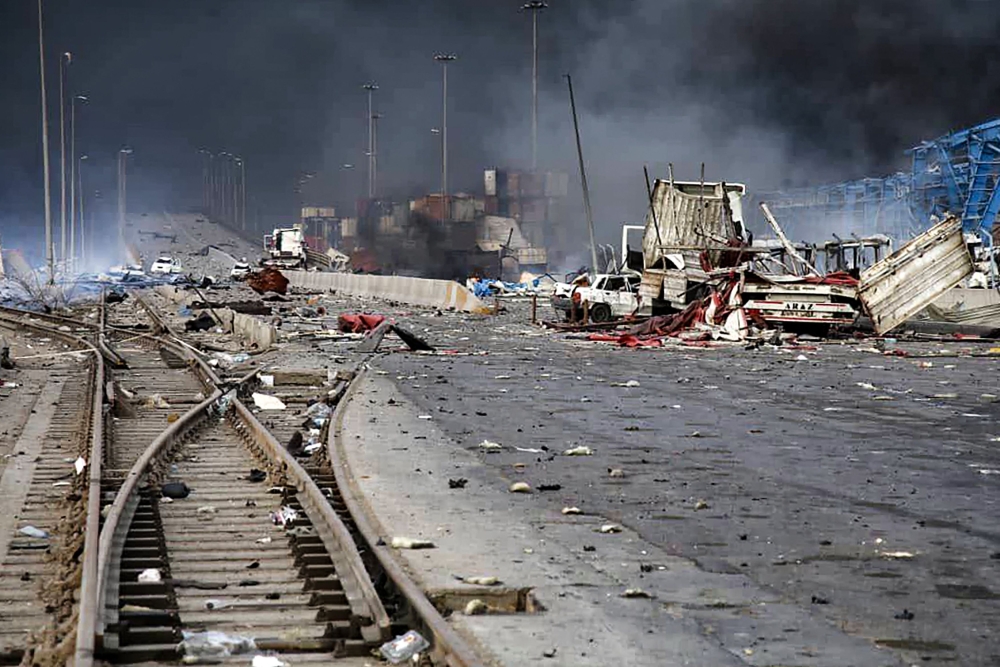 A handout picture provided by the Iranian Red Crescent (RCS) on April 27, 2025, shows the devastation at the scene of an explosion (Photo by Iranian Red Crescent / AFP) 