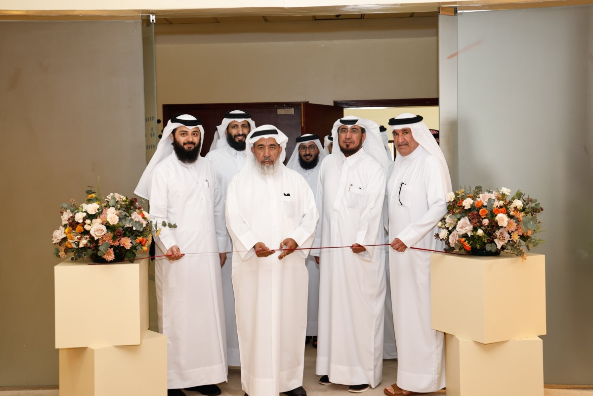 Minister of Awqaf and Islamic Affairs H E Ghanem bin Shaheen bin Ghanem Al Ghanim opening the exhibition.