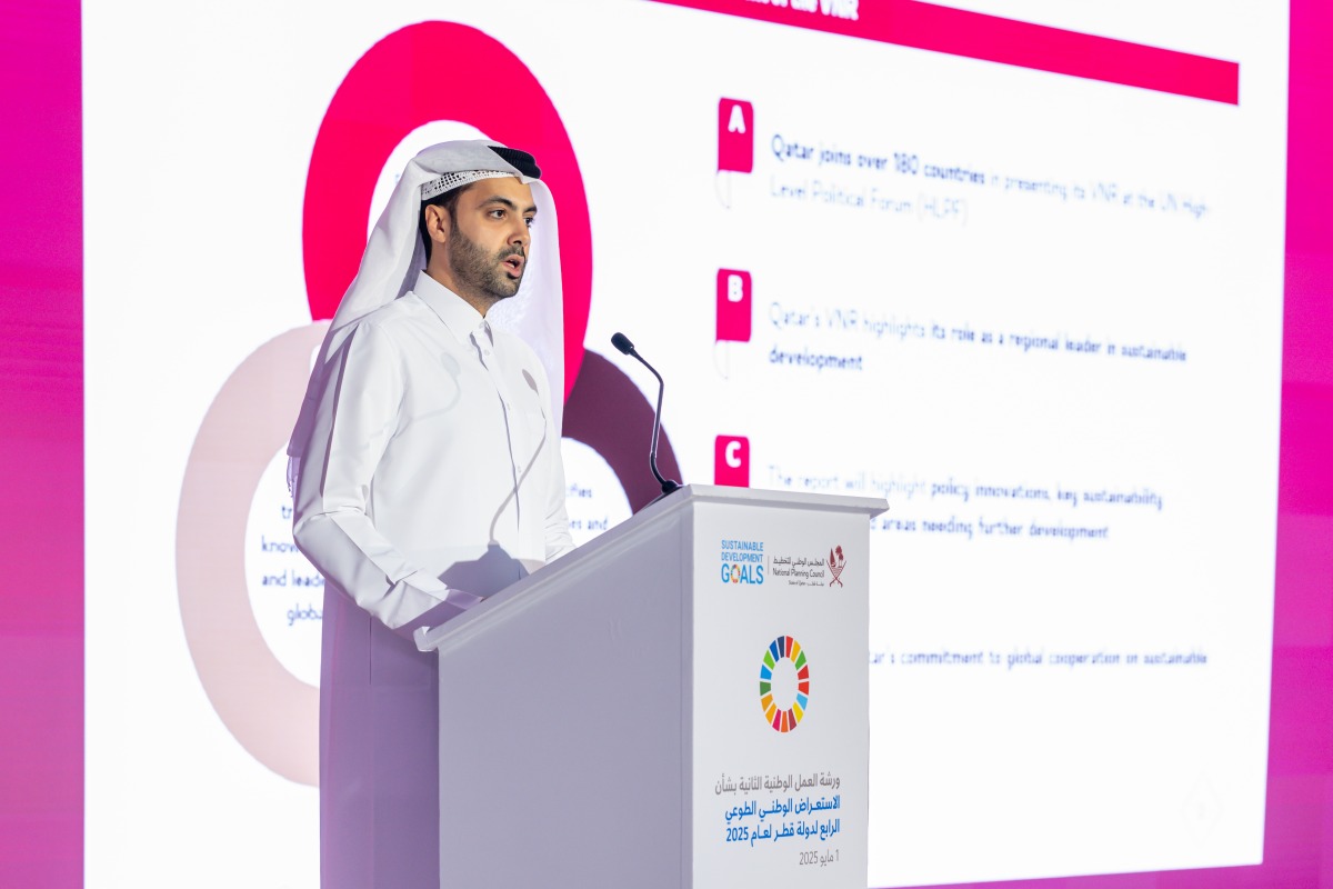 Nasser Mohammed Kazem Al Ansari, Director of Public Relations & Communication Department at NPC addressing the gathering.