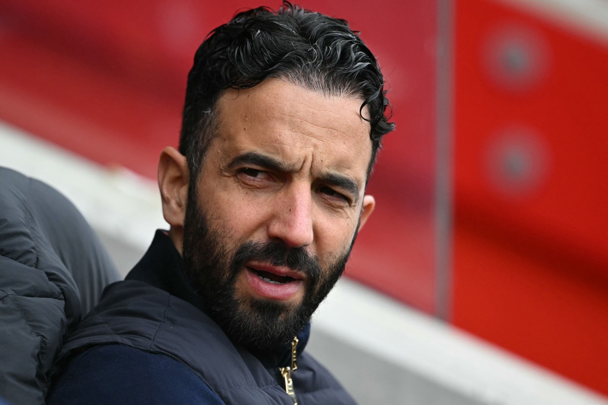 Manchester United's Portuguese head coach Ruben Amorim looks on ahead of the English Premier League football match between Brentford and Manchester United at the Gtech Community Stadium in London on May 4, 2025. (Photo by JUSTIN TALLIS / AFP) 