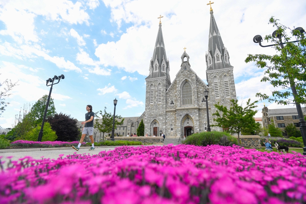 The St. Thomas of Villanova Church on the campus of Villanova University on May 8, 2025, in Villanova, Pennsylvania. (Photo by Matthew Hatcher / AFP)