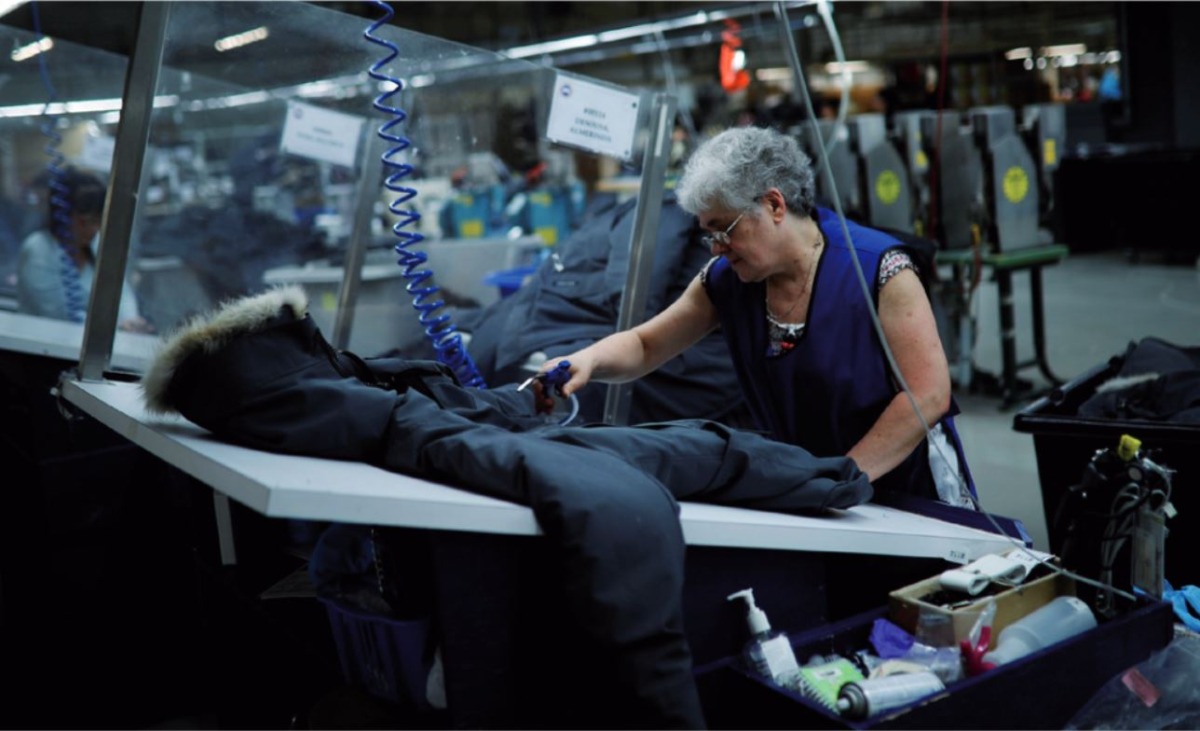 A Worker make jackets at the Canada Goose Factor in Toronto, Ontario, Canada.