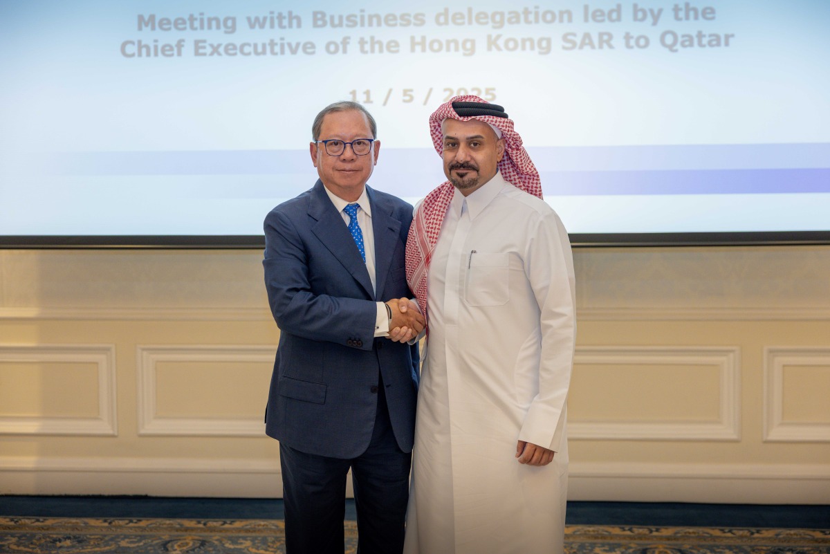 QFC CEO, Yousuf Mohamed Al-Jaida, and HKTDC Chairman, Dr. Peter Lam Kin-ngok, during the signing ceremony.