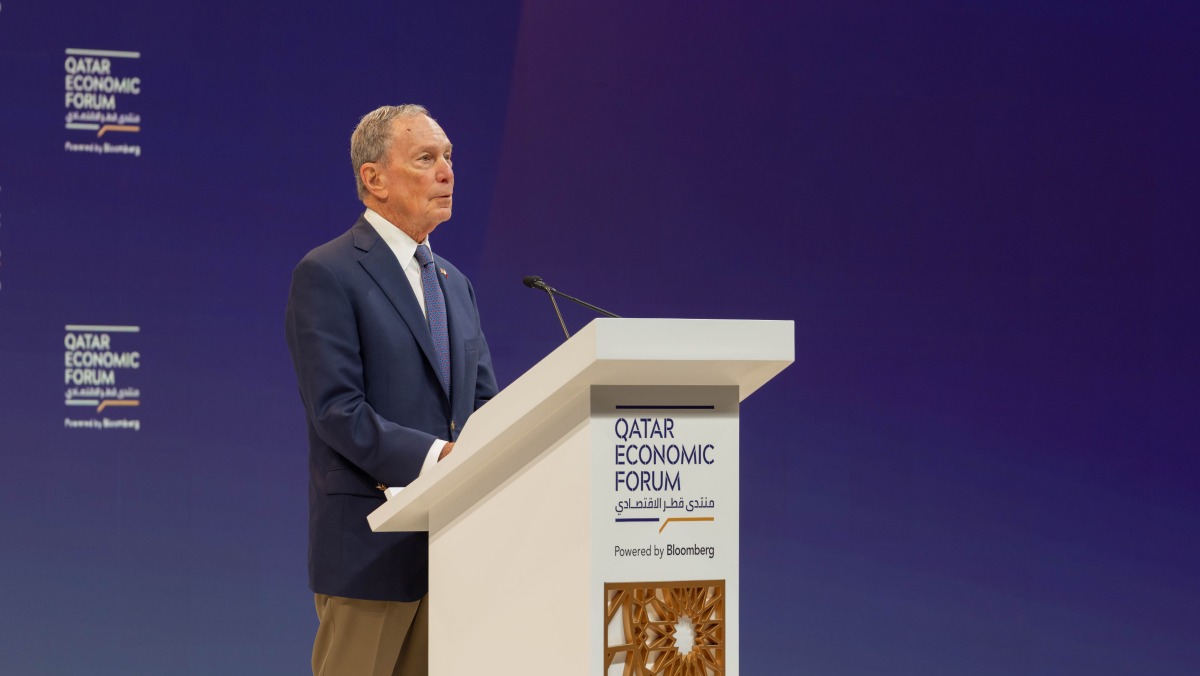 Founder of Bloomberg Media Group Michael Bloomber speaking during the opening of Qatar Economic Forum yesterday.