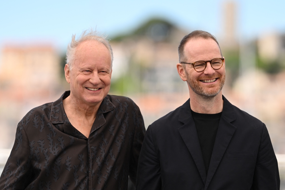 Swedish actor Stellan Skarsgard and Norwegian director and screenwriter Joachim Trier pose during a photocall for the film 