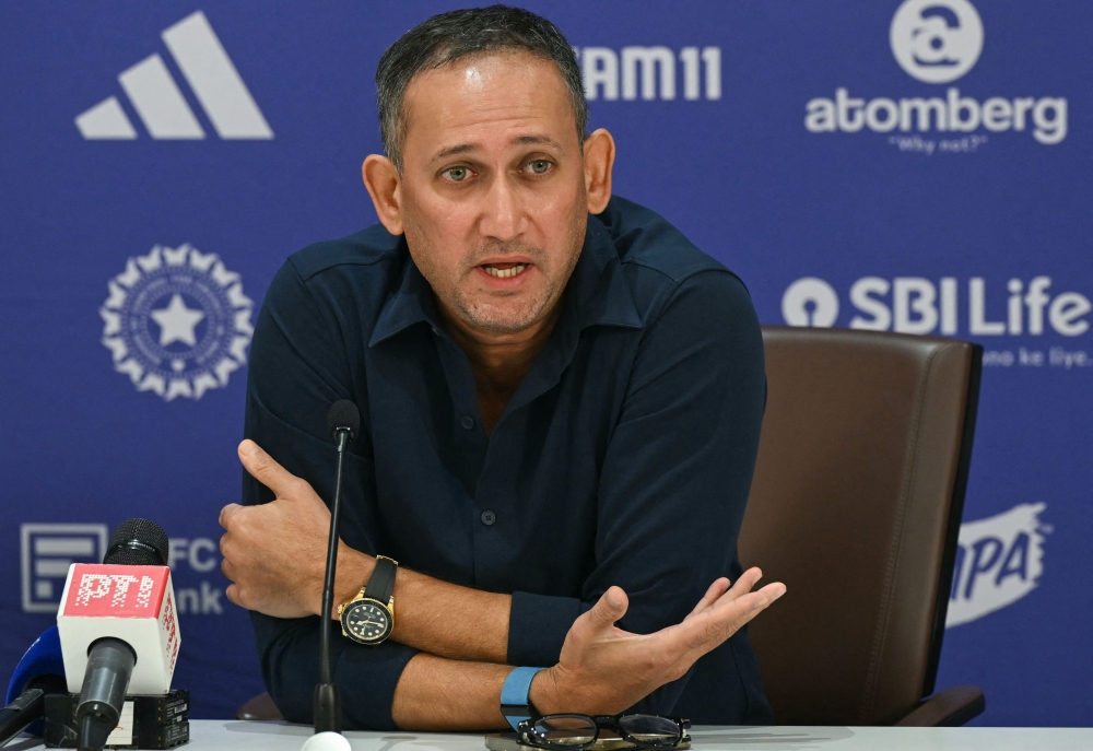 Chairman of the Board of Control for Cricket in India (BCCI) selection committee Ajit Agarkar announces the Indian team during a press conference in Mumbai on May 24, 2025. (Photo by Indranil Mukherjee / AFP)