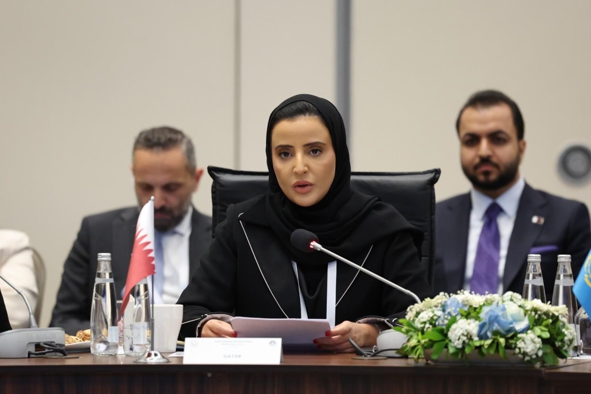 Assistant Undersecretary for Family Affairs at MSDF H E Sheikha Sheikha bint Jassim Al-Thani addressing the event.