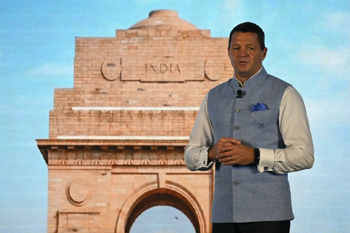 Indigo CEO Pieter Elbers addresses a media briefing in New Delhi on May 30, 2025. (Photo by Money Sharma / AFP)

