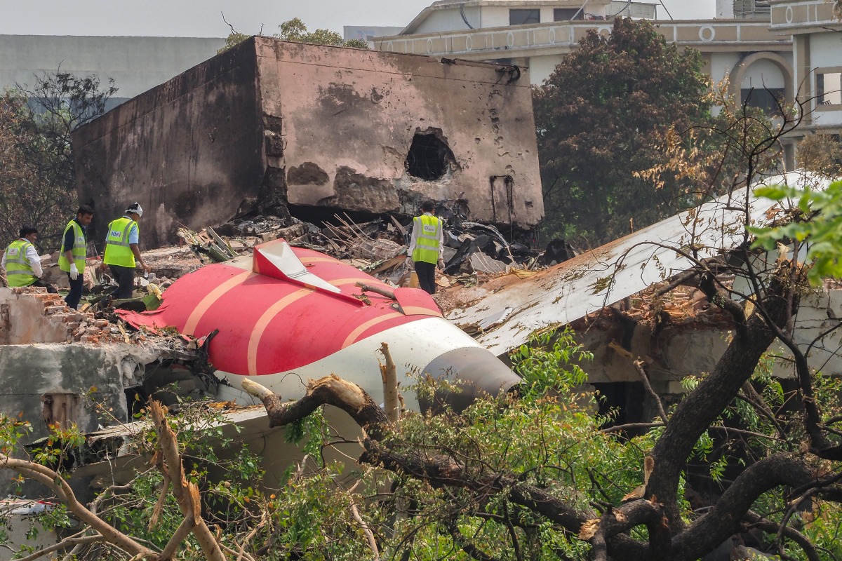 Crash site of Air India flight that killed all but one of the 242 people on board.