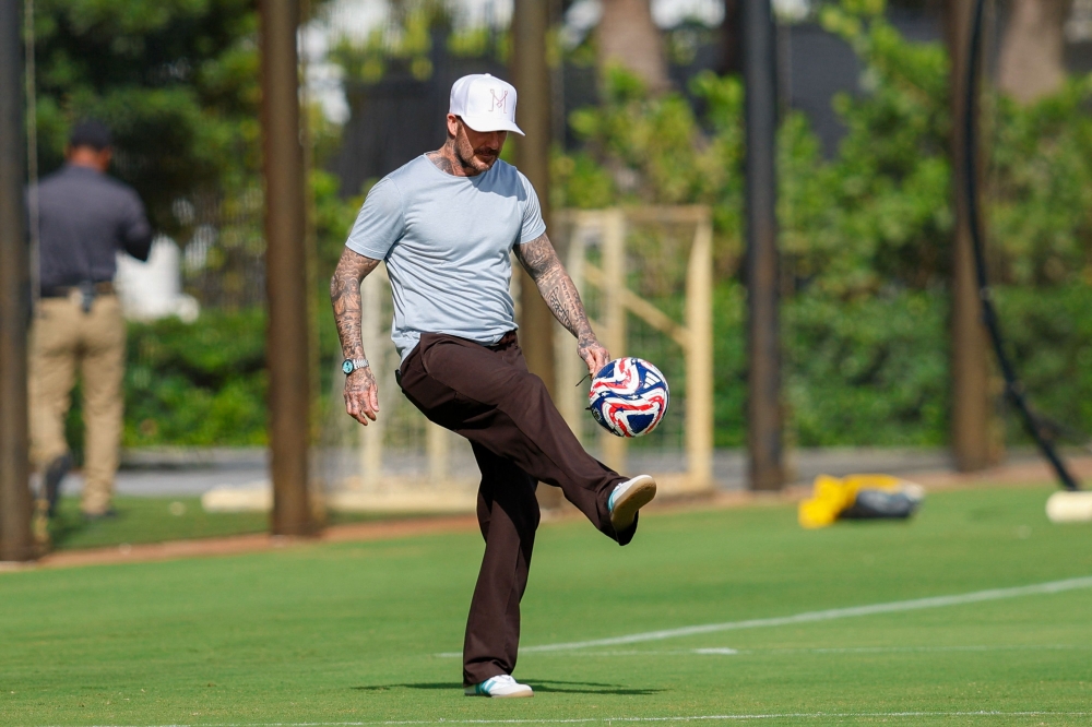 Co-Owner David Beckham of Inter Miami CF attends the Training/Press Conference ahead of their FIFA Club World Cup 2025 match between Inter Miami CF and Al Ahly at Florida Blue Training Center on June 13, 2025 in Fort Lauderdale, Florida. Chris Arjoon/Getty Images/AFP 