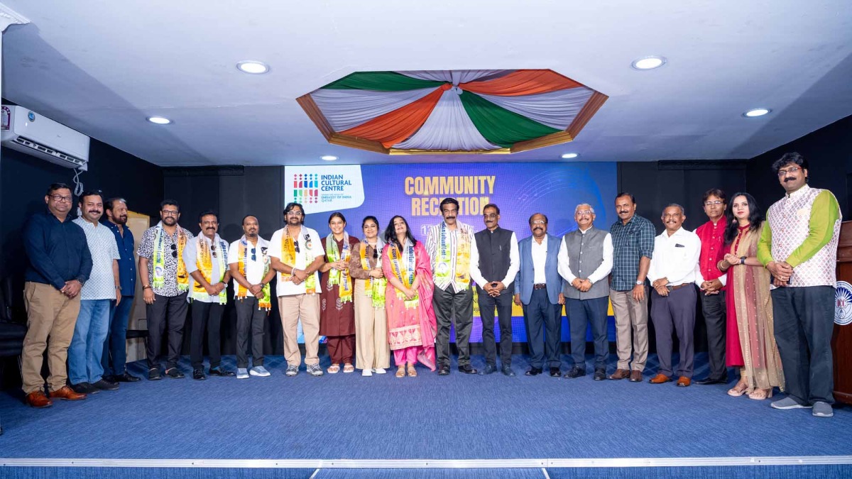 Indian Cultural Centre officials with the artists at the ceremony.