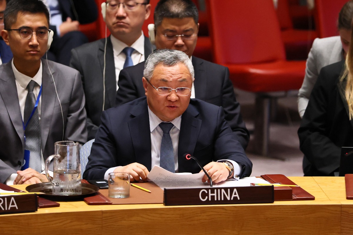 Photo used for representational purposes. Fu Cong, China's permanent representative to the UN, speaks during a UN Security Council meeting on threats to international peace and security at the United Nations Headquarters on June 13, 2025 in New York City. Photo by Michael M. Santiago / GETTY IMAGES NORTH AMERICA / Getty Images via AFP.
