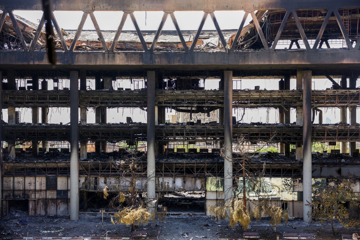 Picture shows the destroyed building of the Islamic Republic of Iran Broadcasting (IRIB) after it was hit a few days earlier in an Israeli strike, in Tehran, on June 19, 2025. (Photo by AFP)