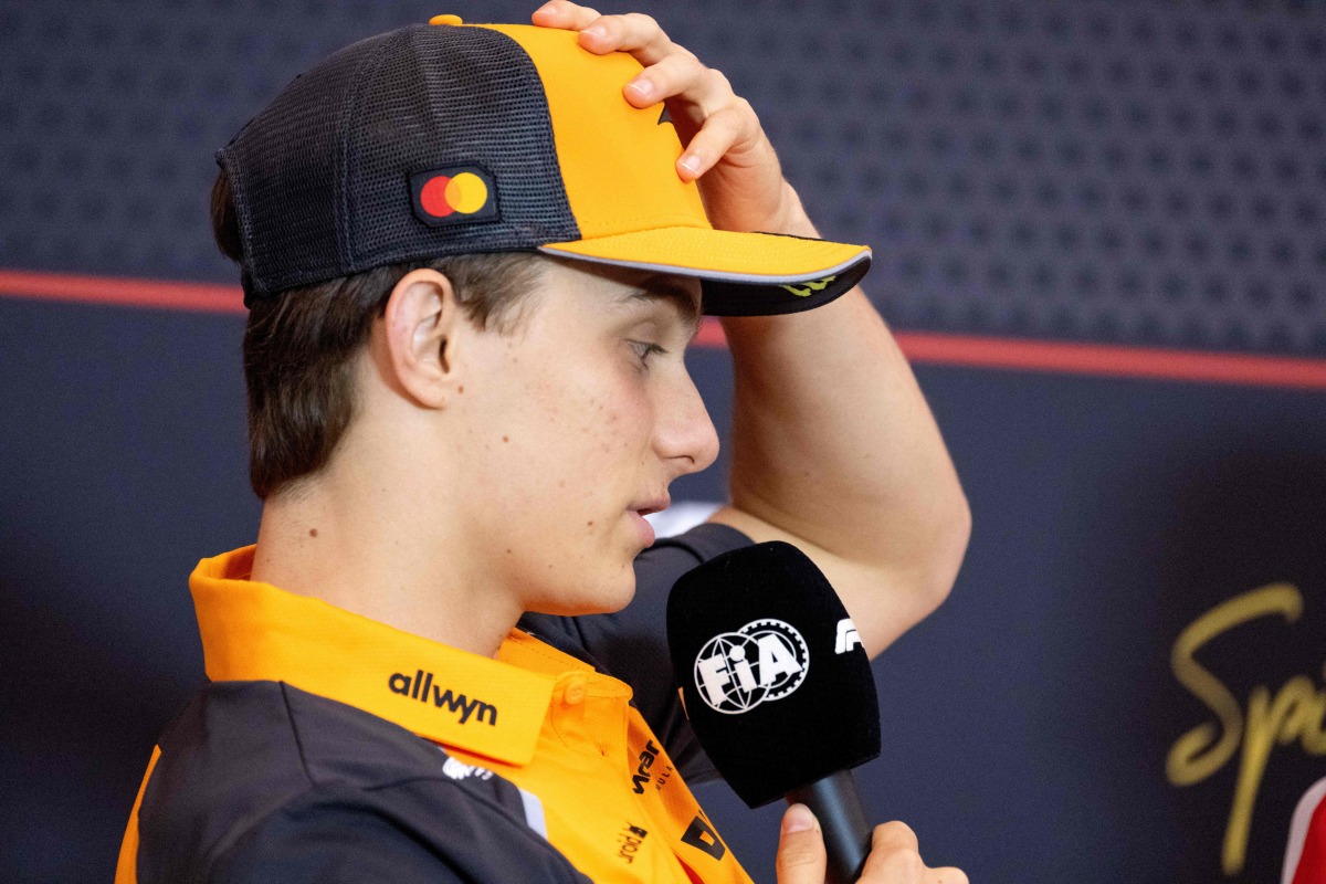 McLaren's Australian driver Oscar Piastri attends a press conference yesterday.