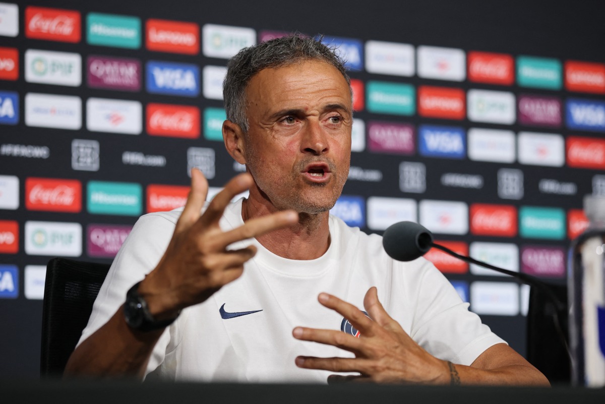 Luis Enrique, Head Coach of Paris Saint-Germain, speaks to the media ahead of their FIFA Club World Cup 2025 Round of 16 match between Paris Saint-Germain and Inter Miami CF at Mercedes-Benz Stadium on June 28, 2025 in Atlanta, Georgia. Alex Grimm/Getty Images/AFP 