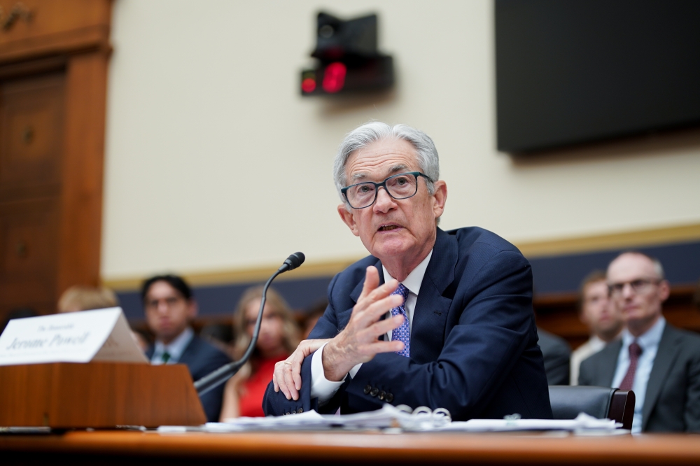 Chairman of the US Federal Reserve Jerome Powell during a House Financial Services Committee hearing in Washington, DC, on June 24. (Photo by Alexander Drago / Bloomberg
