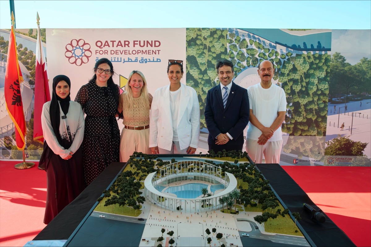 Chairperson of Qatar Museum H E Sheikha Al Mayassa bint Hamad Al-Thani with other dignitaries at the  ‘Qatar Square' project in Tirana, Albania. 