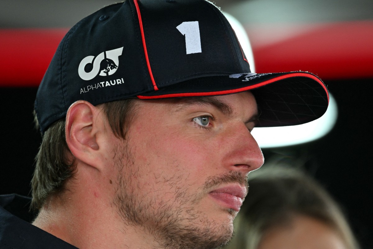 Red Bull Racing's Dutch driver Max Verstappen looks on during a TV interview ahead of the Formula One British Grand Prix at the Silverstone motor racing circuit in Silverstone, central England, on July 3, 2025. Photo by Andrej ISAKOVIC / AFP.
