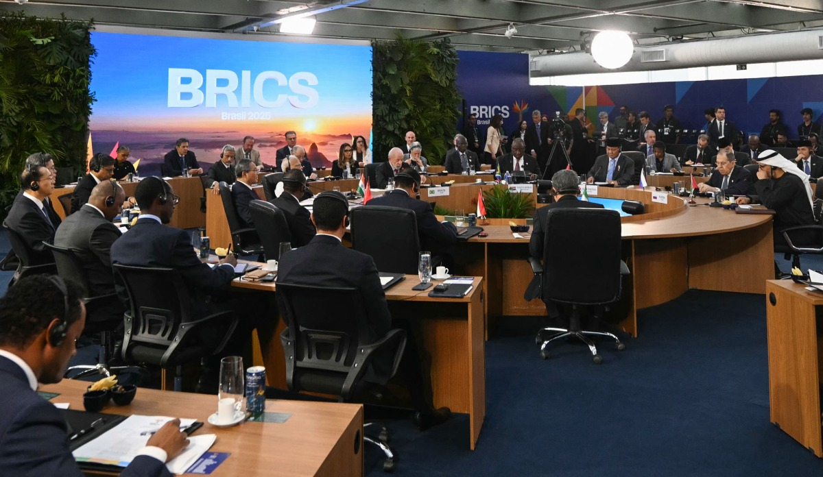 Brazil's President Luiz Inacio Lula da Silva (C) speaks during the first plenary session of the BRICS summit in Rio de Janeiro, Brazil, on July 6, 2025. (Photo by Mauro PIMENTEL / AFP)
