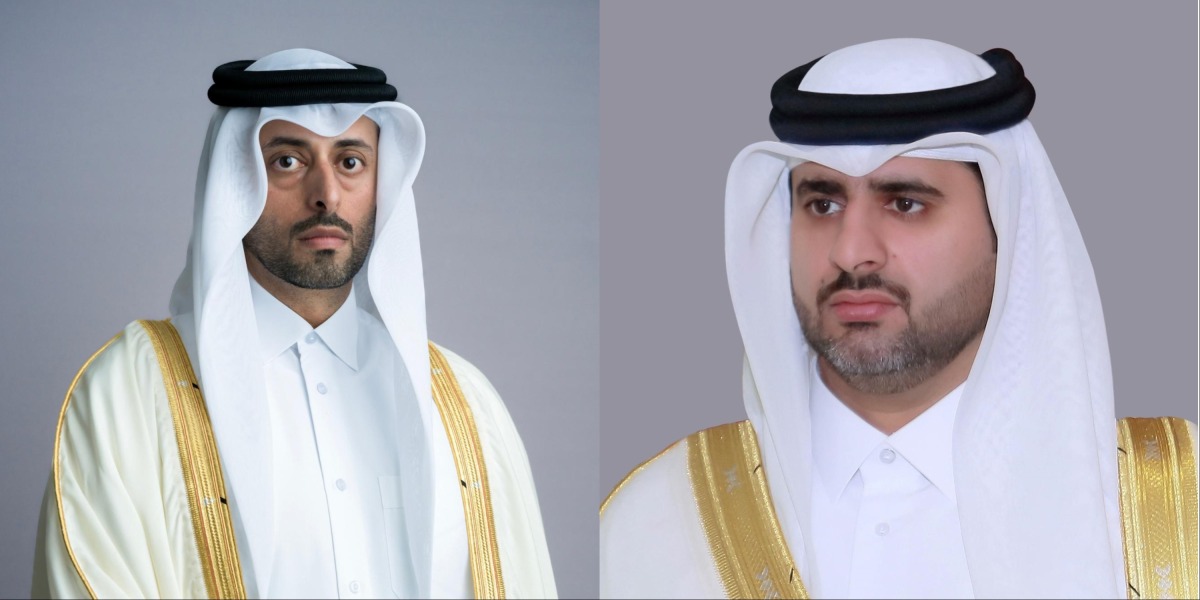 Minister of Municipality HE Abdullah bin Hamad bin Abdullah Al Attiyah (left), and Governor of Qatar Central Bank HE Sheikh Bandar bin Mohammed bin Saoud Al-Thani (right)