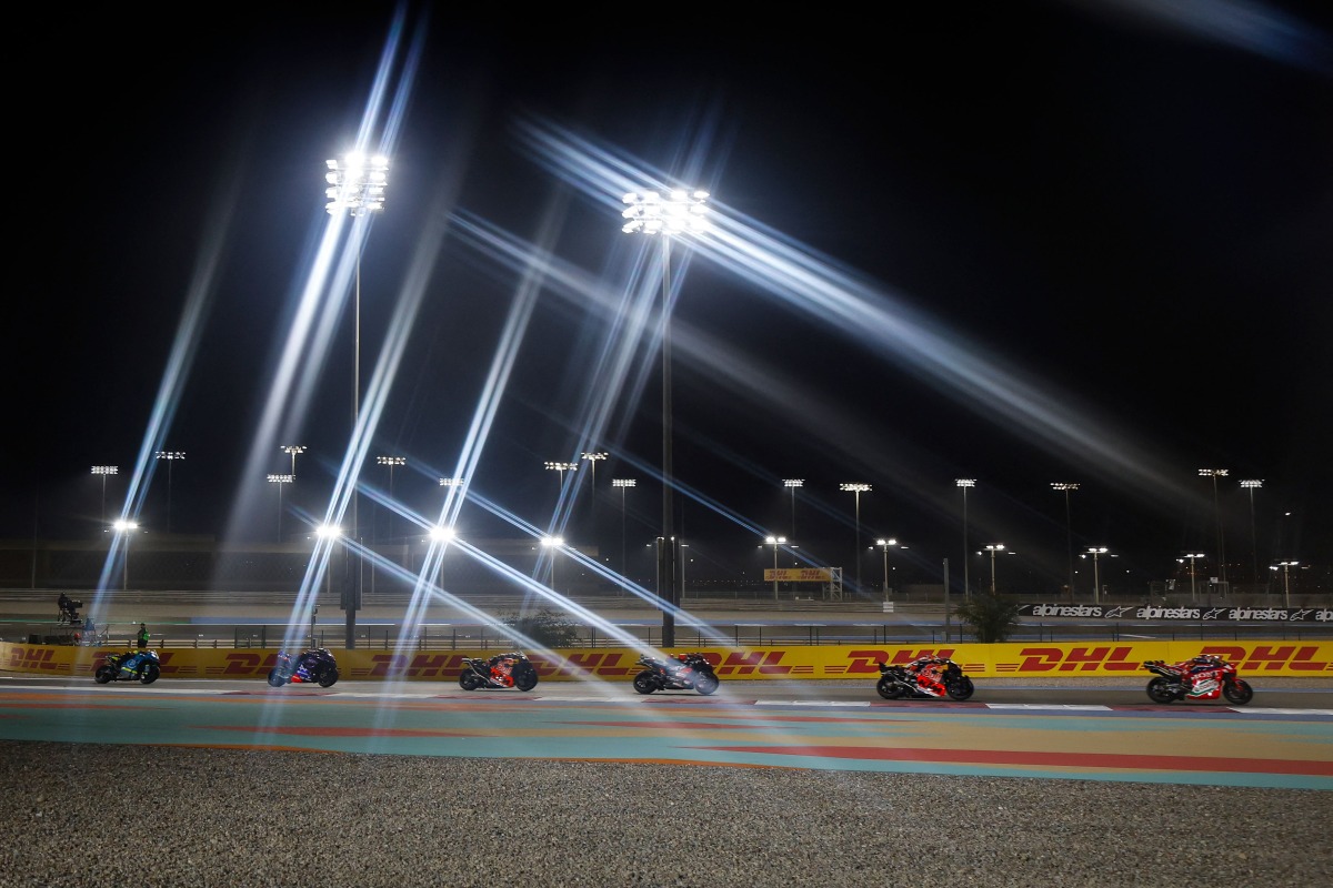 Riders compete during the MotoGP Grand Prix of Qatar at the Lusail International Circuit in this file photo. AFP