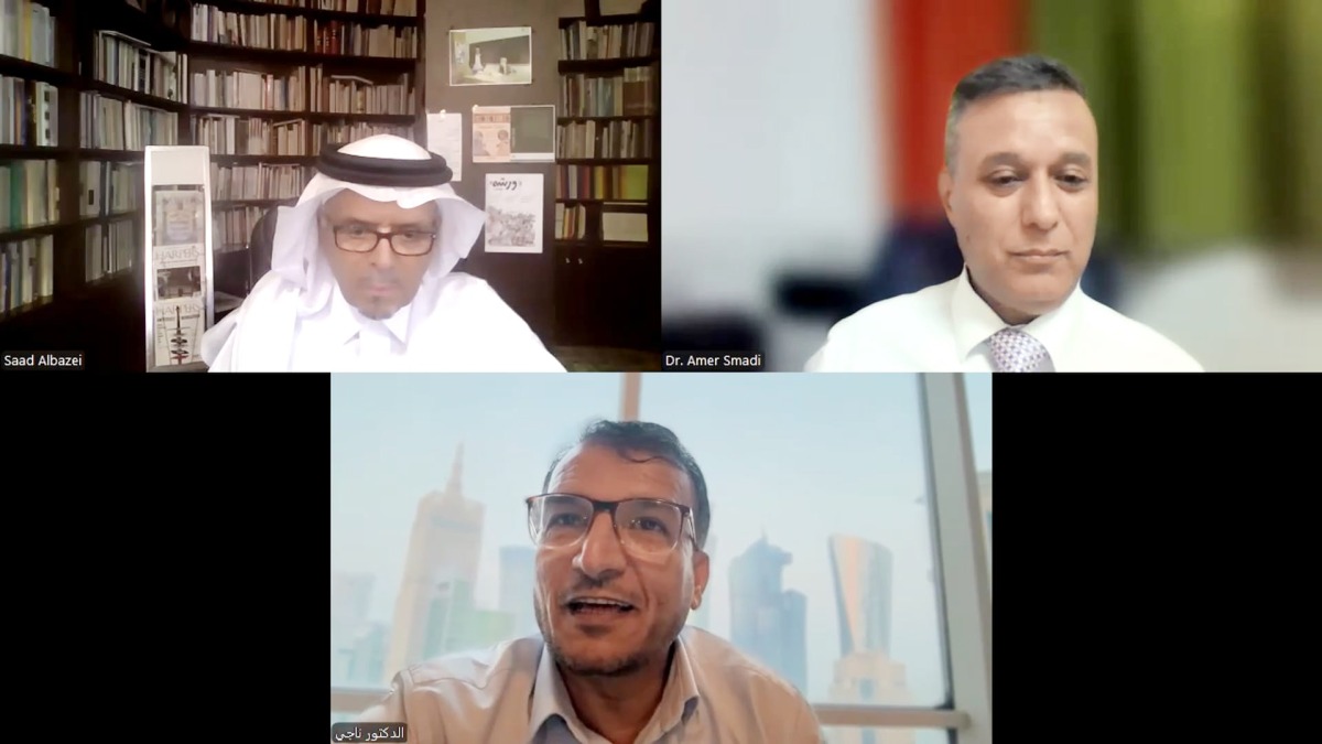 Dr. Saad Albazei (top left) and Dr. Amer Al Samadi  (top right) during the discussion.