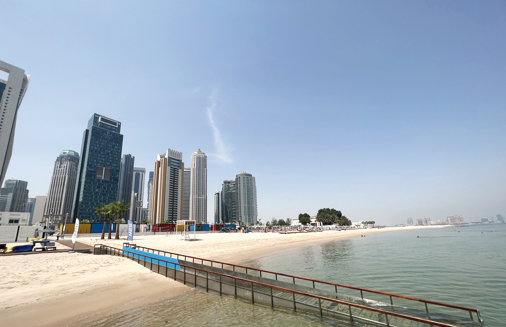 A view of the accessibility ramp at the West Bay Beach.