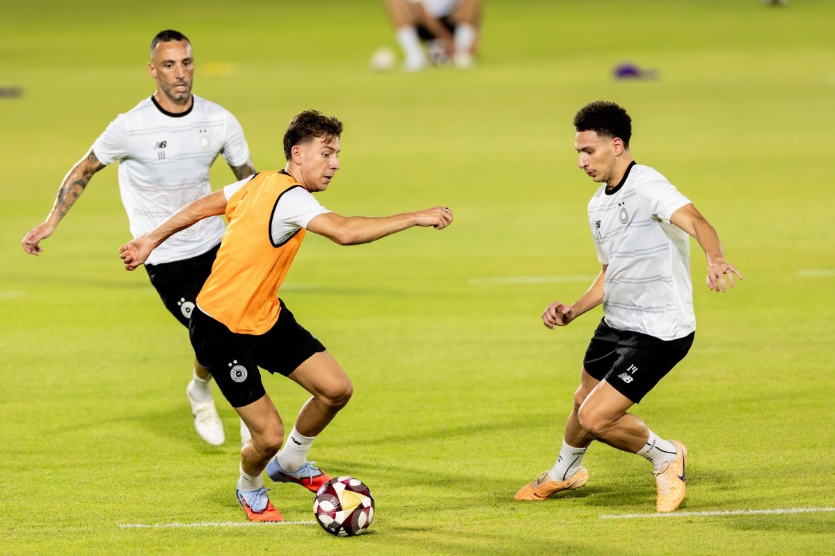 Al Sadd’s players during a training session ahead of their match against Wydad Athletic Club.  