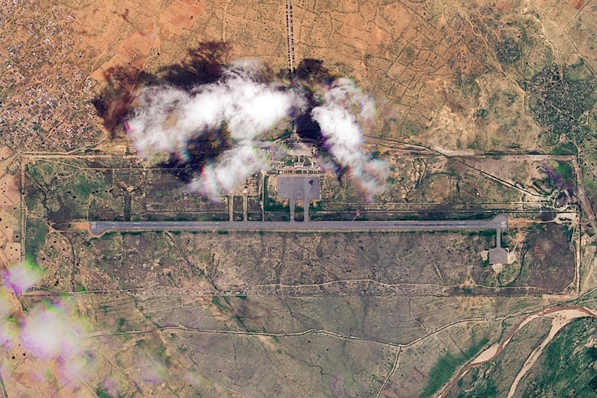 This handout satellite photo obtained on August 11 from Planet Labs PBC and dated August 10, 2025, shows a view of the airport in Nyala, the capital of South Darfur state. (Photo by 2025 Planet Labs PBC / AFP)
