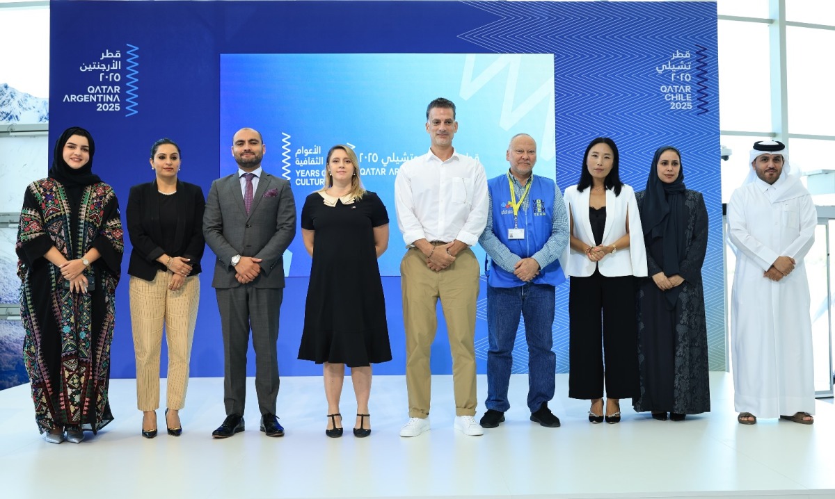 Officials at the end of the press conference in Doha yesterday. Pic: Rajan Vadakkemuriyil/The Peninsula.