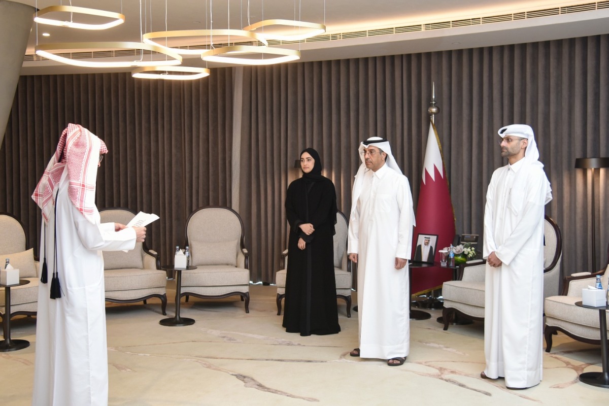 Minister of Labour H E Dr. Ali bin Smaikh Al-Marri during the swearing-in ceremony.