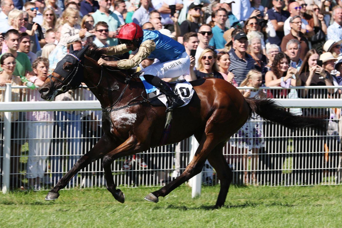 Faleh Bughenaim guides The Strikin Viking to victory. PICS: Marc Ruhl