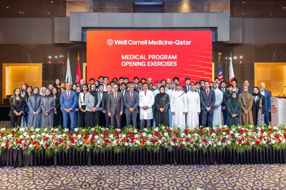 New WCM-Q medical students with Dean Dr. Javaid Sheikh and other faculty at the ceremony.
