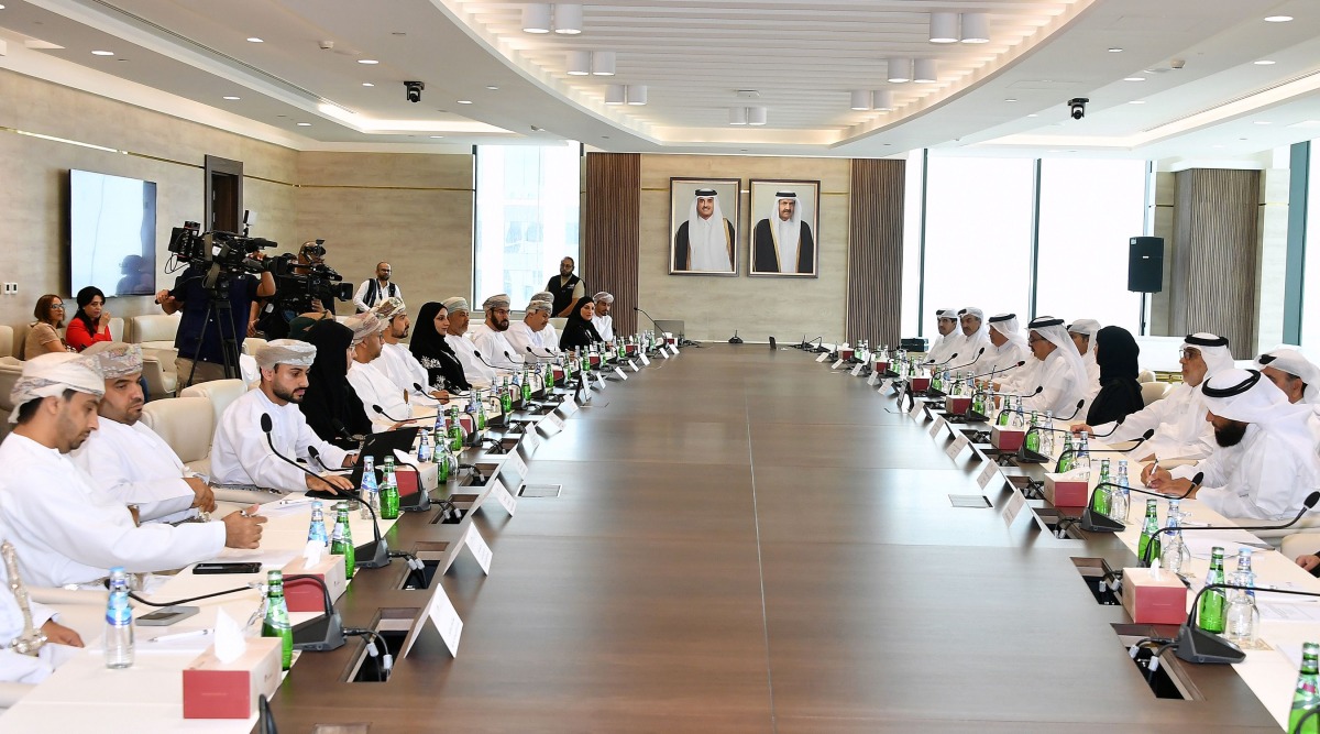 Officials from Qatar and Oman during the meeting at Qatar Chamber's headquarters in Lusail.