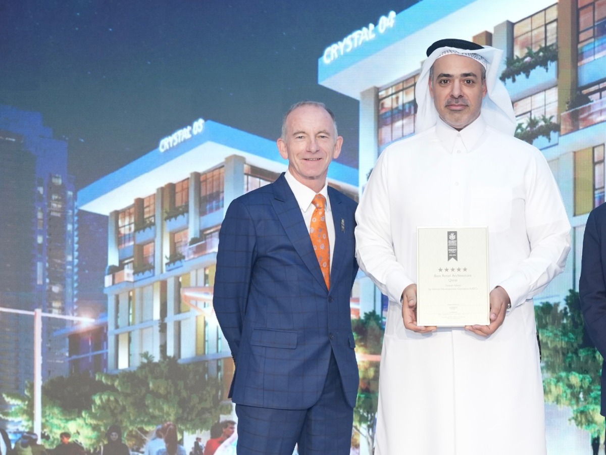 President and CEO of UDC Yasser Al Jaidah with the award at 2025–2026 Arabian Property Awards event.