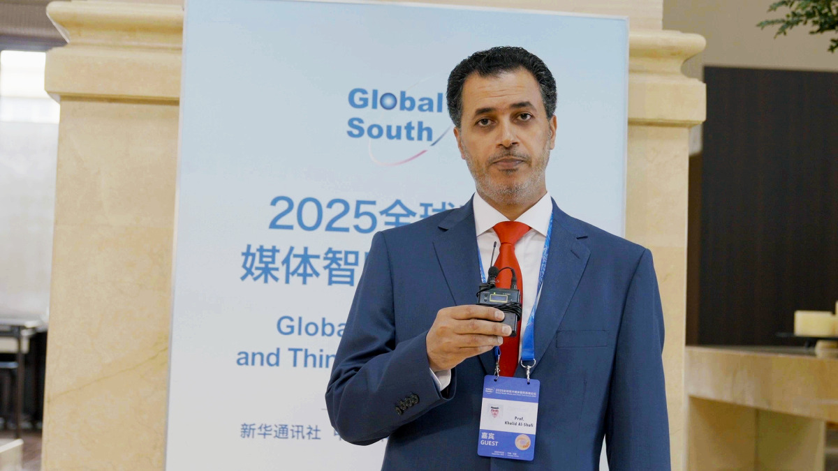 Editor-in-Chief of The Peninsula Dr. Khalid bin Mubarak Al-Shafi while giving interview to Kunming TV Channel on the sidelines of the forum in China.