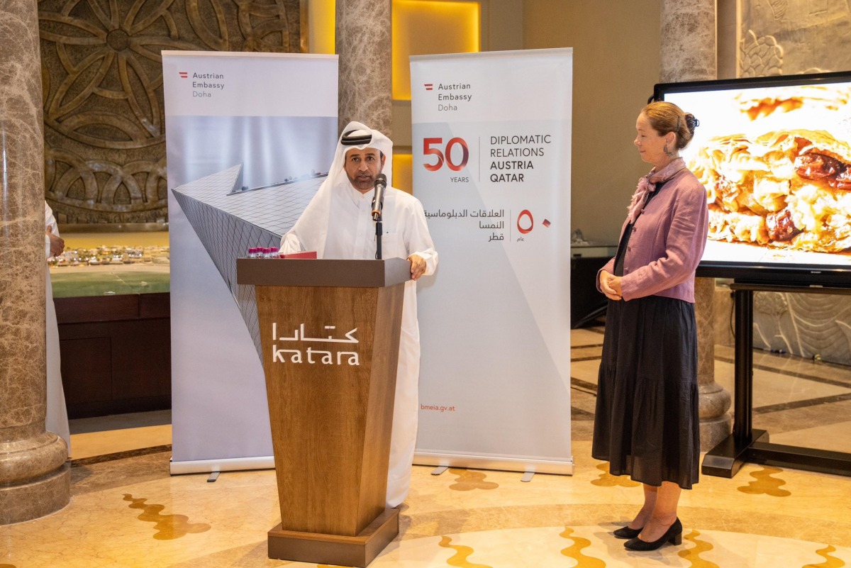 Katara General Manager H E Professor Dr. Khalid bin Ibrahim Al-Sulaiti and Ambassador of Austria to Qatar H E Erika Bernhard at the event.