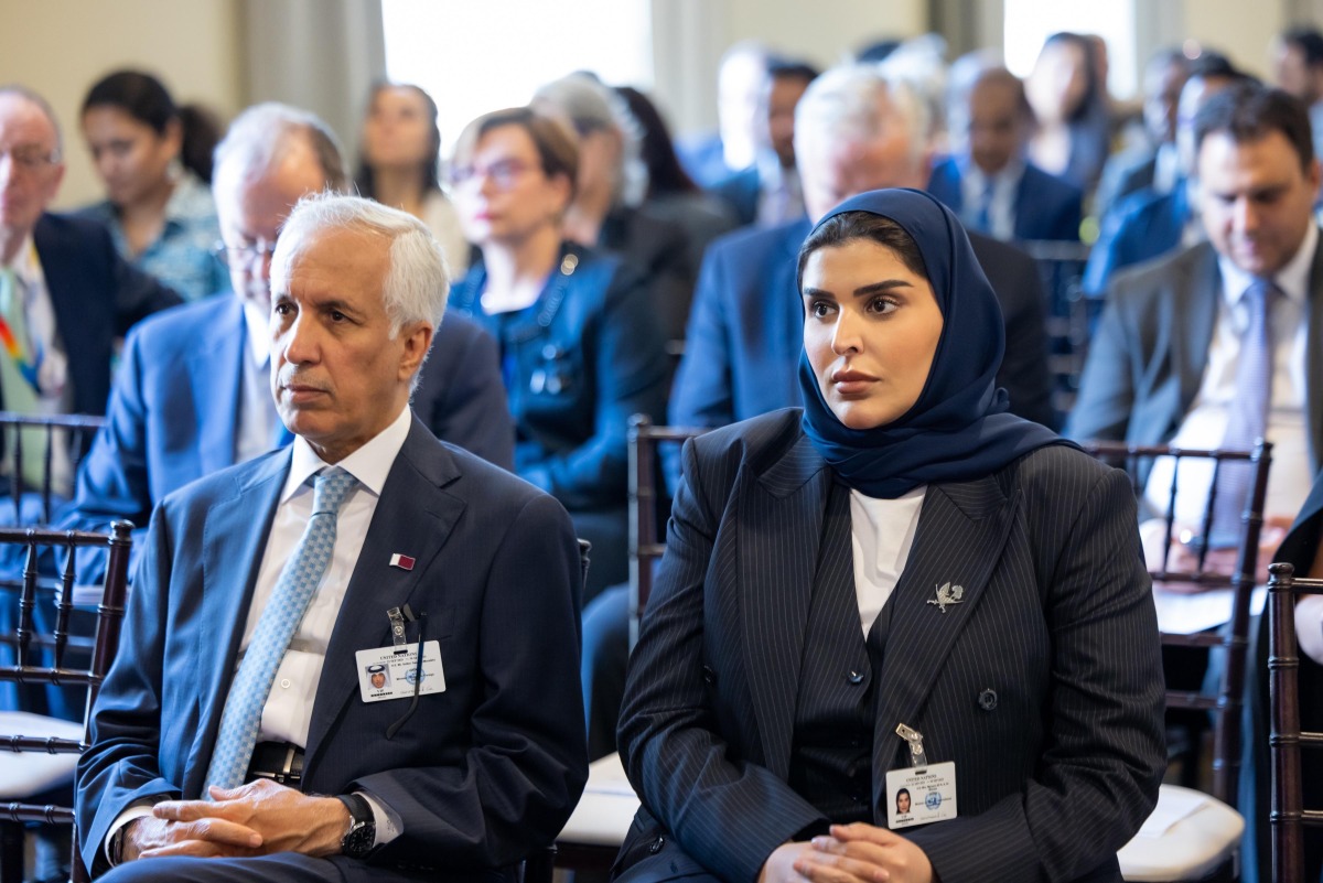 Minister of State for Foreign Affairs H E Sultan bin Saad Al Muraikhi (left) and Minister of State for International Cooperation H E Maryam bint Ali bin Nasser 
Al Misnad at the event. 