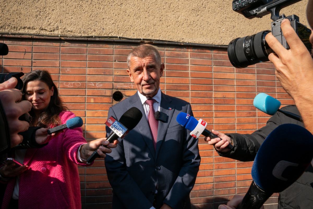 Former Czech Prime Minister and the leader of the ANO party Andrej Babis receives an interview in Ostrava, the Czech Republic, Oct. 3, 2025. (Photo by Dana Kesnerova/Xinhua)
