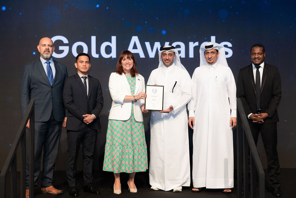 Qatar Rail officials receiving the award during a ceremony in Doha.
