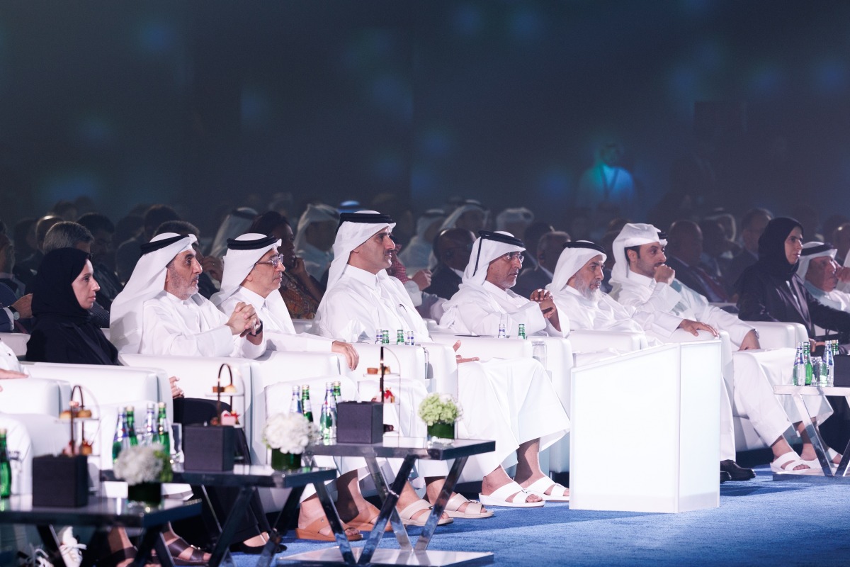 Minister of Awqaf and Islamic Affairs H E Ghanem bin Shaheen bin Ghanem Al-Ghanim, Minister of Social Development and Family H E Buthaina bint Ali Al Jabr Al Nuaimi, Minister of Municipality H E Abdullah bin Hamad bin Abdullah Al Attiyah, Minister of Education and Higher Education H E Lolwah bint Rashid Al Khater, President of the Administrative Control and Transparency Authority H E Hamad bin Nasser Al Misnad, and other officials during the event.