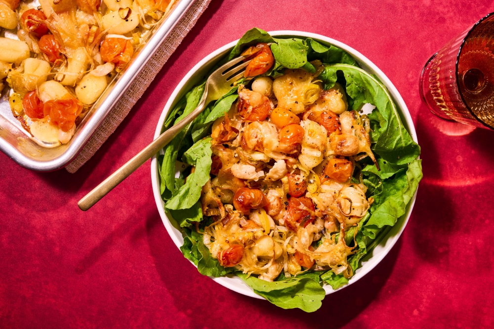 Sheet Pan Gnocchi With Leeks, Cherry Tomatoes and Gouda. Laurin Bulbin/The Washington Post