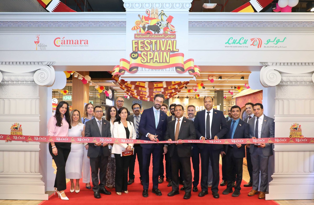 Ambassador of Spain to Qatar H E Dr. Álvaro Renedo Zalba and Director of LuLu Group International Dr. Mohamed Althaf with other officials at the inauguration ceremony.