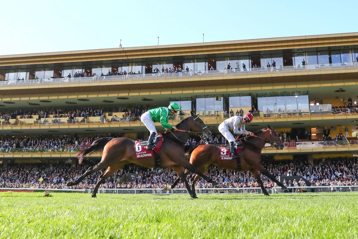 Jockey Christophe Soumillon guides Al Shaqab Racing-owned Al Ghadeer to victory.