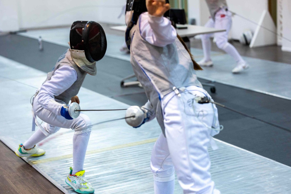 Friendly fencing match during the launch of the new season of Ladies’ Sport Night at Oxygen Park in Education City. 