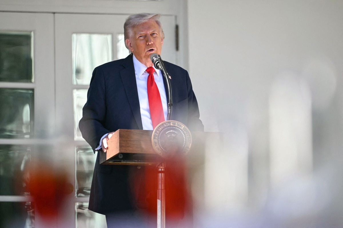 US President Donald Trump speaks during a