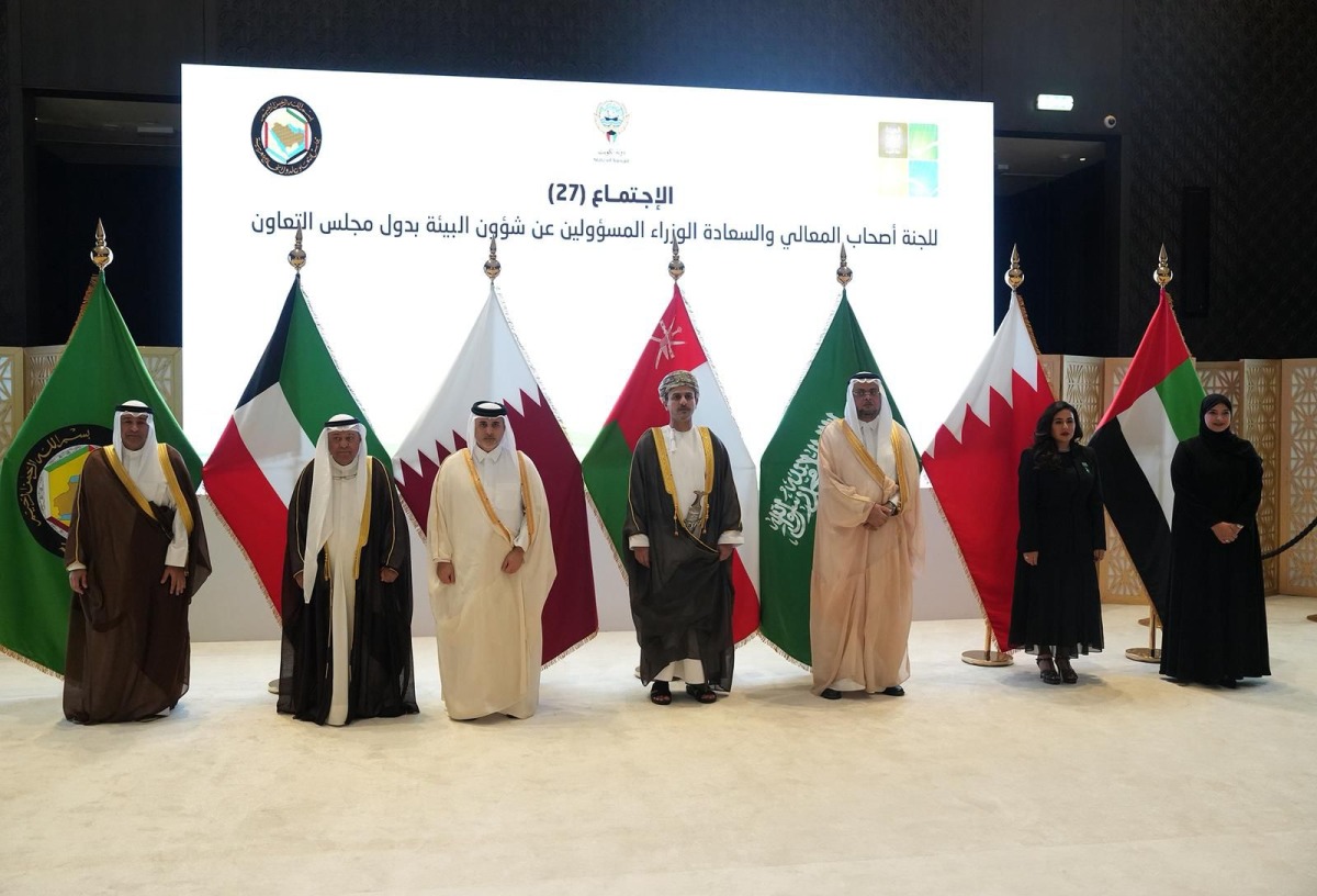 Minister of Environment and Climate Change H E Dr. Abdullah bin Abdulaziz bin Turki Al Subaie and other ministers from the GCC countries at their meeting in Kuwait yesterday. 
