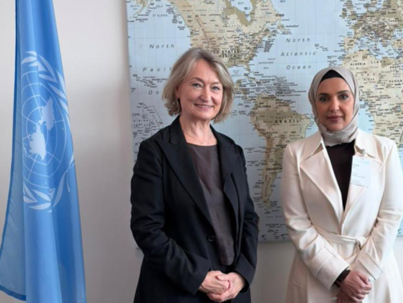 Chairperson of the National Human Rights Committee H E Maryam bint Abdullah Al Attiyah  with UN Assistant Secretary-General for Human Rights H E Ilze Brands-Kehris.