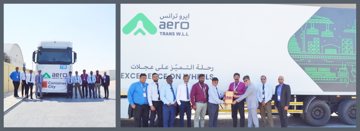 The Aero Trans team in Qatar celebrates the launch of their latest TIR-approved box trailer. The flag-off ceremony highlights the company's commitment and expansion of its international road transport capabilities.