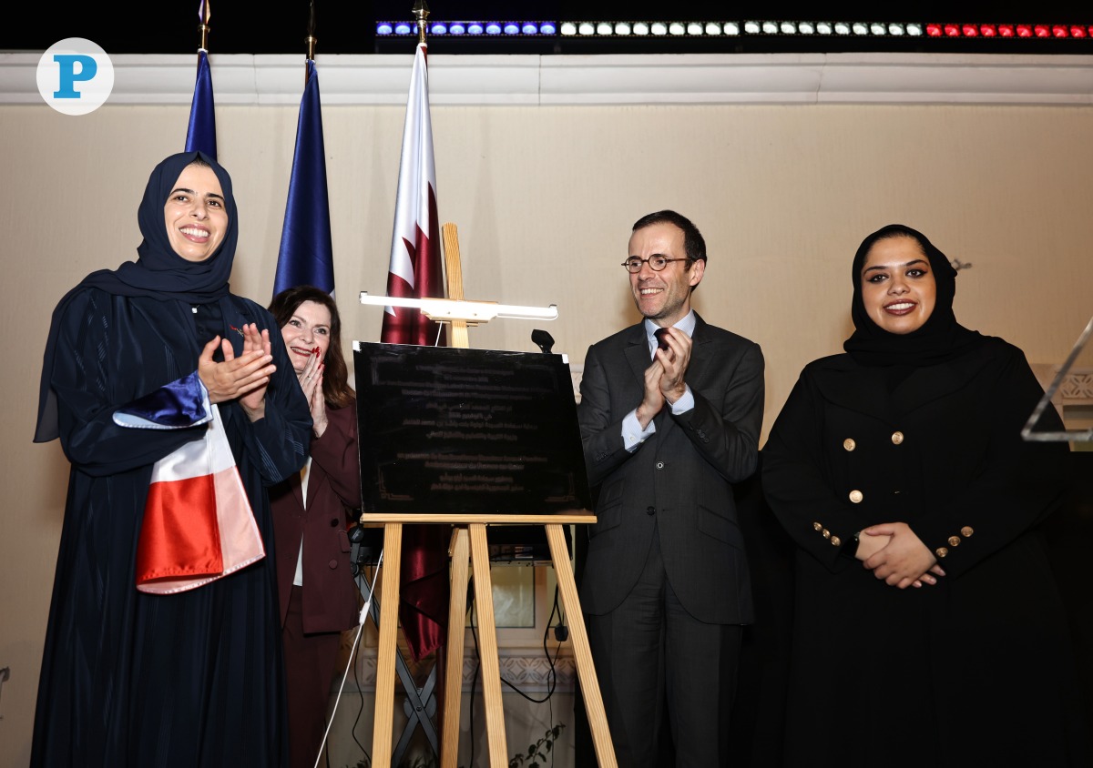 Minister of Education and Higher Education, H E  Lolwah bint Rashid Al-Khater; Ambassador of the French Republic to Qatar H E Arnaud Pescheux; and other officials at the inauguration ceremony yesterday. Pic: Salim Matramkot/The peninsula  